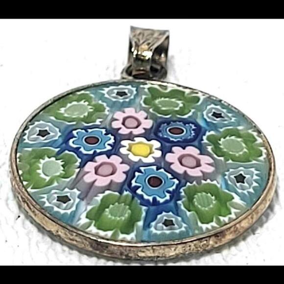 Vintage Antica Murrina Veneziano Murano Sterling Silver Glass Pendant - Picture 4 of 5